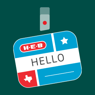 H-E-B name tag with Hello label