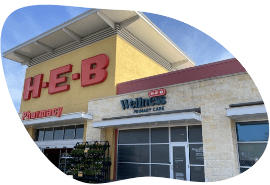 Exterior shot of an H-E-B Wellness Primary Care clinic